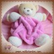 KALOO SOS DOUDOU OURS CREME CORPS ROSE FUSHIA PLUME 30 CM