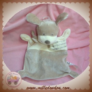 NICOTOY SOS DOUDOU LAPIN TAUPE PLAT ECRU BEIGE MARRON