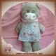 BENGY SOS DOUDOU CHAT GRIS ROSE ROBE TISSU MARIANNE 27 cm