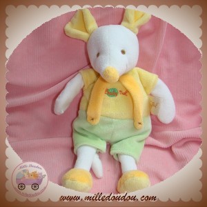 BABYNAT BABY NAT SOS DOUDOU SOURIS BLANCHE JAUNE VERT