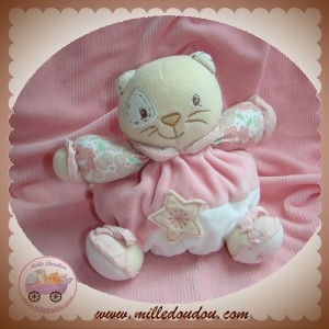 KALOO DOUDOU CHAT BOULE ROSE FLEUR HOCHET TINY CHUBBY CAT COCARD SOS