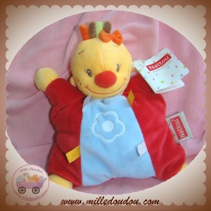 NATTOU SOS DOUDOU FILLE LILY QUASI PLAT BLEU ROUGE FLEUR