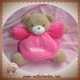 TAKINOU DOUDOU OURS BEIGE CORPS BOULE ROSE FUSHIA SOS