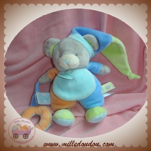 BABYNAT BABY NAT SOS DOUDOU OURS SOURIS GRISE BLEU ORANGE VERT ROND BOUEE