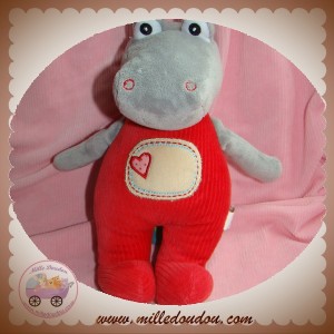 EBULOBO SOS DOUDOU CROCODILE GRIS ROUGE COEUR