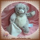 BABYNAT SOS DOUDOU OURS MARRON CHINE POIL MOUCHOIR BLANC FLOCONS