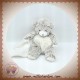 BABYNAT SOS DOUDOU OURS MARRON CHINE POIL MOUCHOIR BLANC FLOCONS