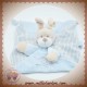 NICOTOY SOS DOUDOU LAPIN ECRU PLAT BLEU ETOILES ATTACHE TETINE SOS