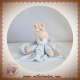 NICOTOY SOS DOUDOU LAPIN ECRU PLAT BLEU ETOILES ATTACHE TETINE SOS