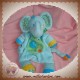 NICOTOY SOS DOUDOU ELEPHANT PLAT BLEU VERT FEUILLE