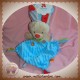 NICOTOY SOS DOUDOU LAPIN BEIGE PLAT BLEU VERT BOUTON