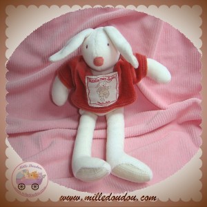 MOULIN ROTY SOS DOUDOU LAPIN BLANC PULL ROUGE MARTIN