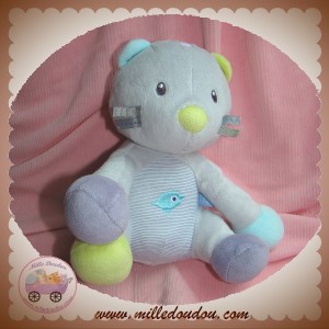 SUCRE D'ORGE SOS DOUDOU CHAT GRIS VIOLET ASSIS POISSON