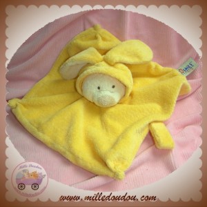 NICOTOY SOS DOUDOU OURS ECRU PLAT JAUNE ORANGE DEGUISE EN LAPIN PLUSHIES