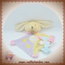 BABYNAT SOS DOUDOU LAPIN ECRU PLAT ATTACHE TETINE VIOLET JAUNE ROSE