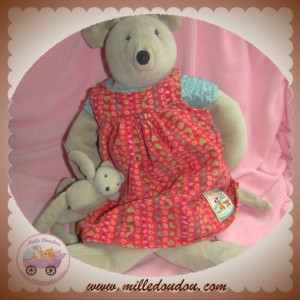 MOULIN ROTY SOS DOUDOU SOURIS GRISE ROBE ROUGE AVEC BEBE LA GRANDE FAMILLE