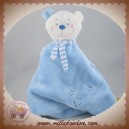 CAUSE SOS DOUDOU OURS CORPS PLAT BLEU COEUR TISSU RAYE