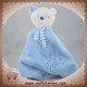 CAUSE SOS DOUDOU OURS CORPS PLAT BLEU COEUR TISSU RAYE