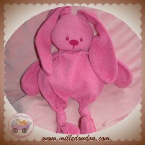 NATTOU SOS DOUDOU LAPIN ROSE FUSHIA QUASI PLAT NOEUD