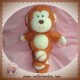 LUMINOU SOS DOUDOU SINGE MARRON ORANGE JAUNE BRODE