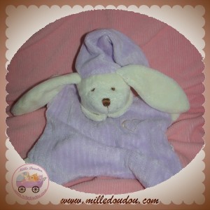 CMP SOS DOUDOU LAPIN CHIEN ECRU PLAT VIOLET COEUR