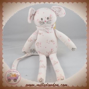 PETIT BATEAU SOS DOUDOU SOURIS TISSU ROSE FLEURS