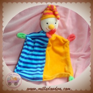 BABY CLUB C&A SOS DOUDOU LUTIN CLOWN PLAT BLEU RAYE ORANGE