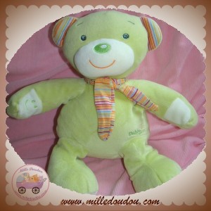 BABYSUN SOS DOUDOU OURS  VERT ECHARPE RIEUR 30 CM BABY SUN