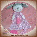 MAXITA SOS DOUDOU LAPIN CHIEN BLANC PLAT RAYE VIOLET ROSE FLEUR