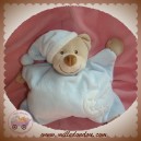 BOUT'CHOU SOS DOUDOU OURS LISSE QUASI PLAT BLEU LUNE ETOILE HOCHET