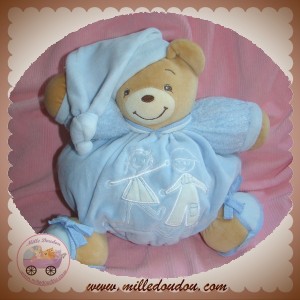 KALOO SOS DOUDOU OURS BEIGE BOULE BLEU ENFANT