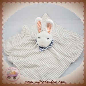 IKEA SOS DOUDOU LAPIN BLANC RAYE GRIS BLANC LEKA