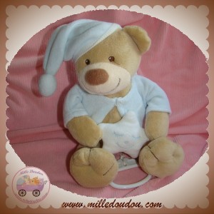 BOUT'CHOU SOS DOUDOU OURS BEIGE HAUT BLEU ETOILE MUSICAL RAYE