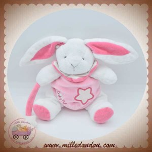 BABYNAT BABY NAT SOS DOUDOU LAPIN BLANC ROSE FLUORESCENT ETOILE