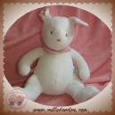 DPAM SOS DOUDOU LAPIN BLANC ASSIS MUSICAL TISSU RONDS ROSE ROUGE DU PAREIL AU MEME