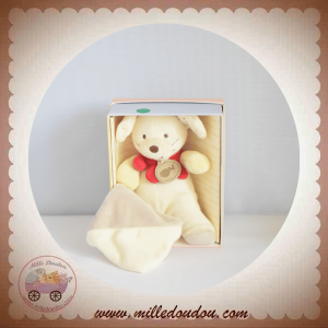 BABYNAT BABY NAT SOS DOUDOU LAPIN ECRU COLERETTE ROUGE MOUCHOIR GRIS