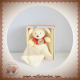 BABYNAT BABY NAT SOS DOUDOU LAPIN ECRU COLERETTE ROUGE MOUCHOIR GRIS
