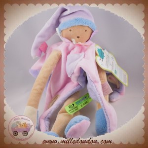 DOUDOU ET COMPAGNIE SOS OURS MARRON PLAT JAMBES ROSE VIOLET TATOO