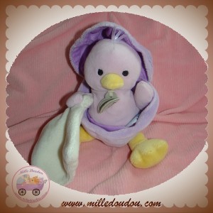 BABYNAT BABY NAT SOS DOUDOU POUSSIN CANARD VIOLET COQUILLE MOUCHOIR ECRU