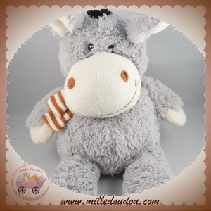 SANDY SOS DOUDOU CHEVAL ANE GRIS ET BLANC ECHARPE MARRON