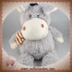 SANDY SOS DOUDOU CHEVAL ANE GRIS ET BLANC ECHARPE MARRON