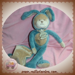 HISTOIRE D'OURS SOS DOUDOU LAPIN BEIGE VERT MOUCHOIR