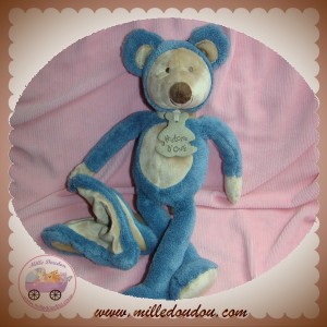 HISTOIRE D'OURS SOS DOUDOU SOURIS BEIGE BLEU MOUCHOIR