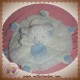 DOUDOU ET COMPAGNIE SOS AGNEAU MOUTON PLAT BLANC BLEU MOUCHOIR ROND