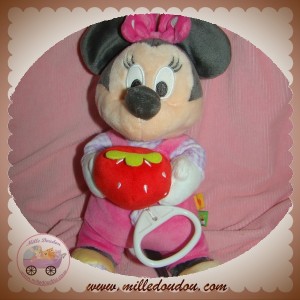 DISNEY SOS DOUDOU SOURIS MINNIE SALOPETTE ROSE MUSICAL FRAISE