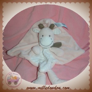 NICOTOY SOS DOUDOU ZEBRE GIRAFE PLAT ROSE BLANC RAYE