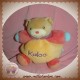 KALOO SOS DOUDOU OURS BEIGE BOULE ORANGE PLUME VELOURS ROSE BLEU