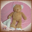 ANNA CLUB PLUSH SOS DOUDOU OURS MARRON MOUCHOIR ECRU