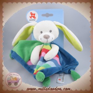 NICOTOY SOS DOUDOU LAPIN BLANC PLAT BLEU VERT ROUGE TRICOT