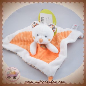 NICOTOY SOS DOUDOU OURS BLANC PLAT ORANGE LAINE OISEAU ROND